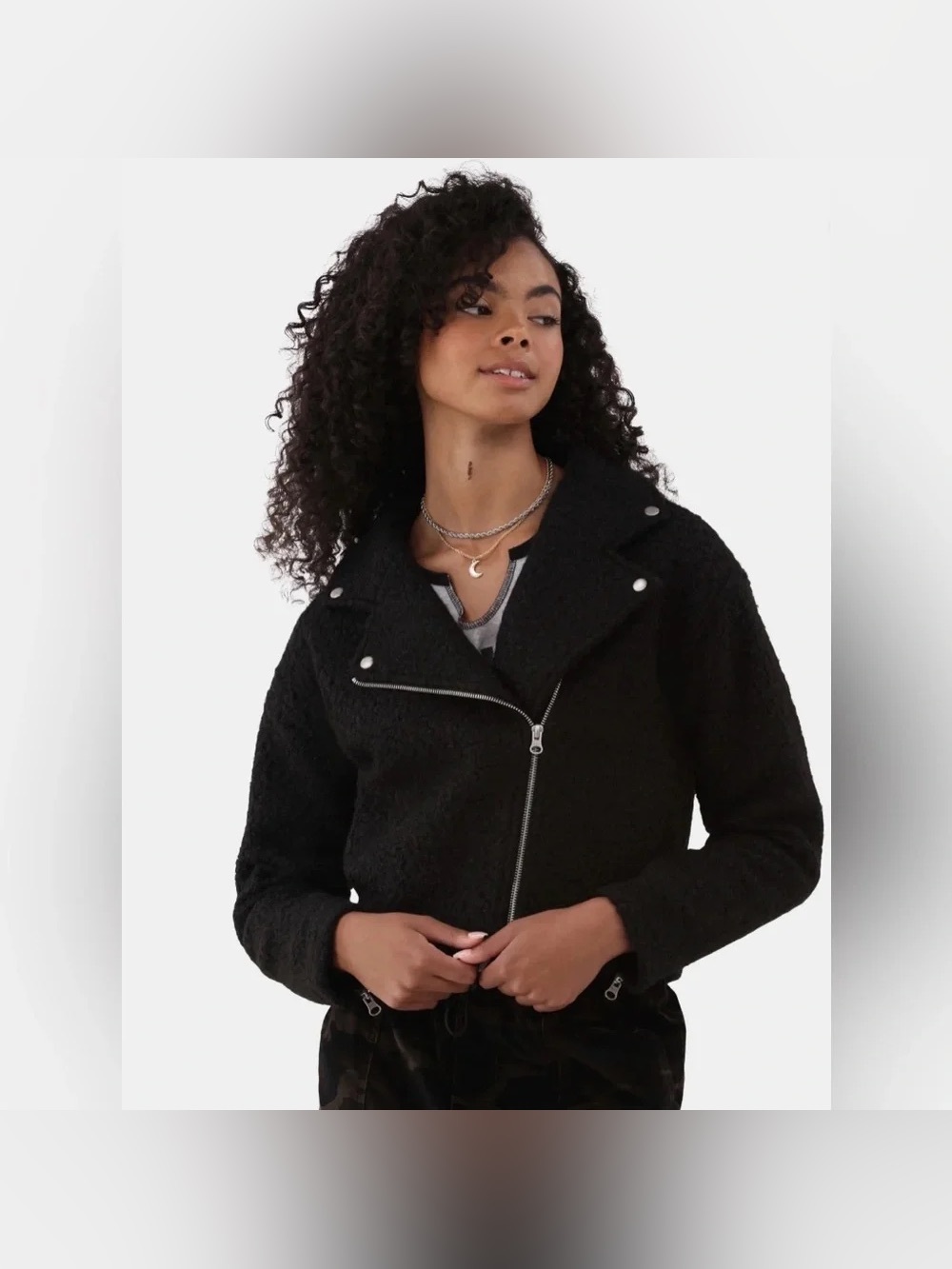 No Boundaries Black Sherpa Motto Jacket